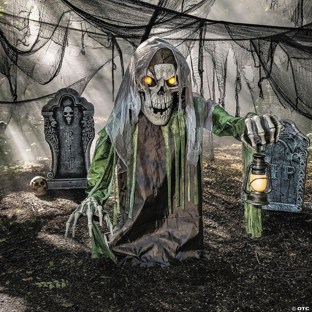 NEW FOR 2025 Giant Light-Up Corroded Skeleton Reaper Animatronic Decoration