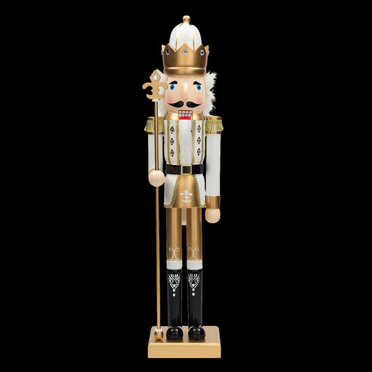  3 Ft. Large Classic Gold Wood Holiday Nutcracker With Scepter