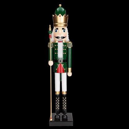  5 Ft. Giant Classic Green Wood Holiday Nutcracker With Scepter