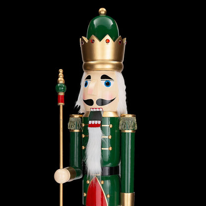  5 Ft. Giant Classic Green Wood Holiday Nutcracker With Scepter