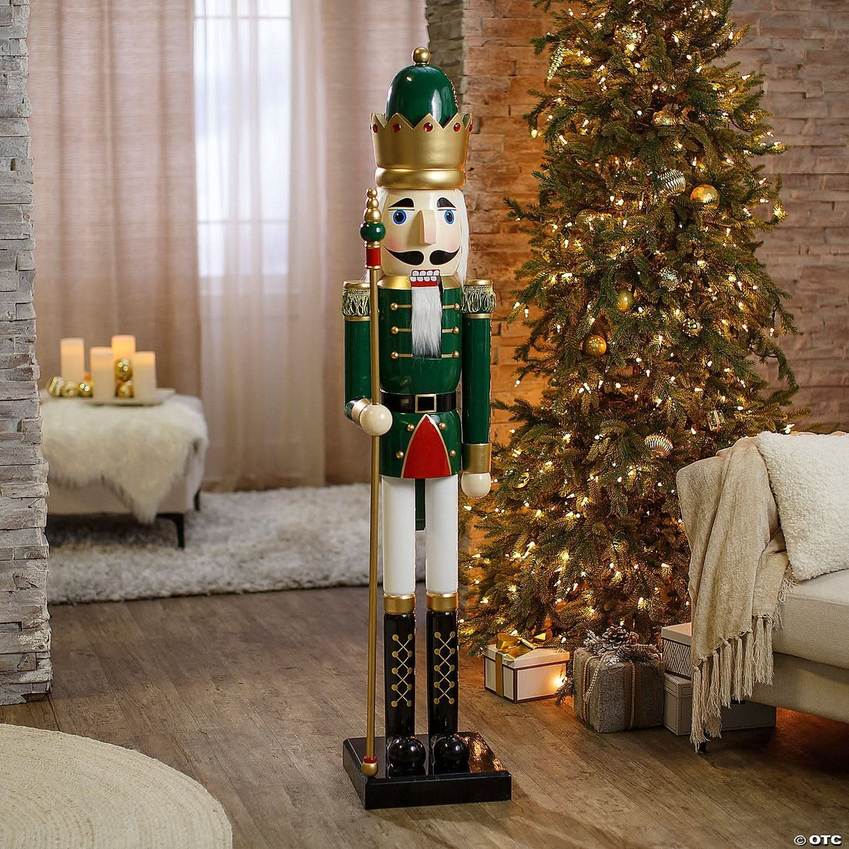  5 Ft. Giant Classic Green Wood Holiday Nutcracker With Scepter