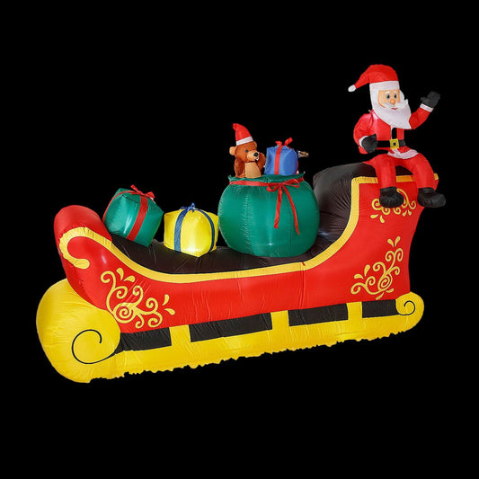 Blow-Up Inflatable Santa Sleigh Outdoor Yard Decoration
