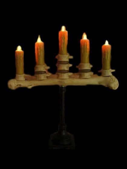  "Candelabra Table Top Halloween Prop W/ 5 Flicker Candles" Haunted House Lighting