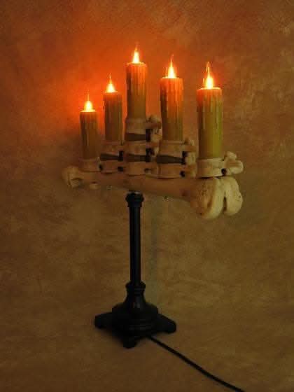  "Candelabra Table Top Halloween Prop W/ 5 Flicker Candles" Haunted House Lighting