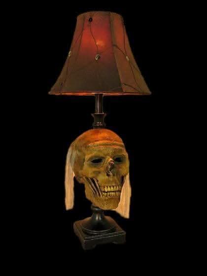  "Desk Lamp With Life-size Corpse Head And Antique Shade" Haunted House Lighting