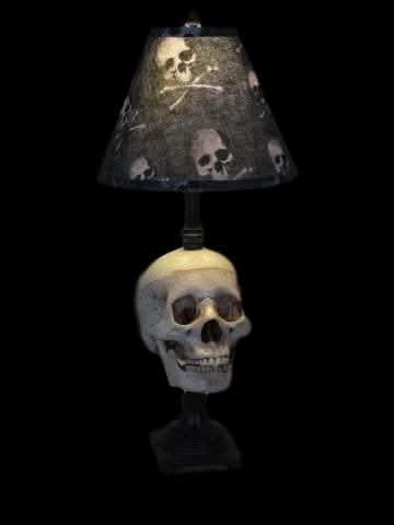  "Desk Lamp With Life-size Skull And Bone Shade" Haunted House Lighting