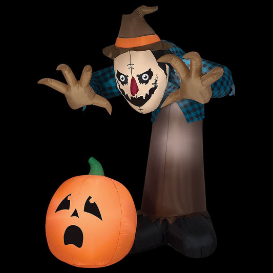  Giant Hunched Scarecrow W/LED Animated Air-Blown Inflatable Halloween Decoration
