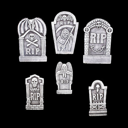  Grim Reaper RIP Foam Tombstone Halloween Decorations Set – 6 Pc.