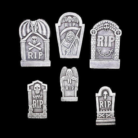  Grim Reaper RIP Foam Tombstone Halloween Decorations Set – 6 Pc.