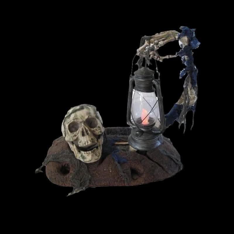  "Groundbreaker Skeleton With Lantern Graveyard" Halloween Prop