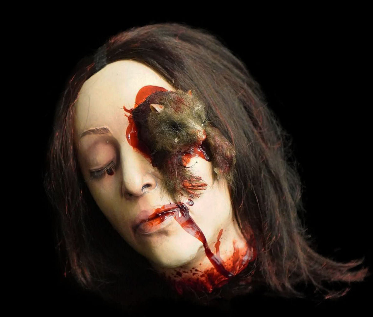  "Rat Girl Head" Bloody Halloween Prop