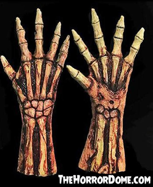  "Rotted Bloody Zombie Skeleton Hands" Deluxe Halloween Costume Gloves