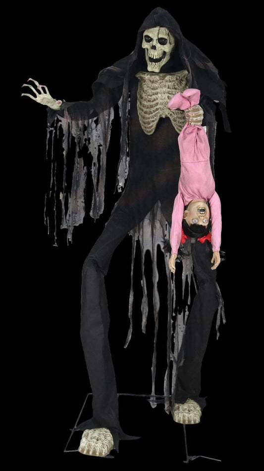  Towering Boogey Man With Child" Animatronic Decoration