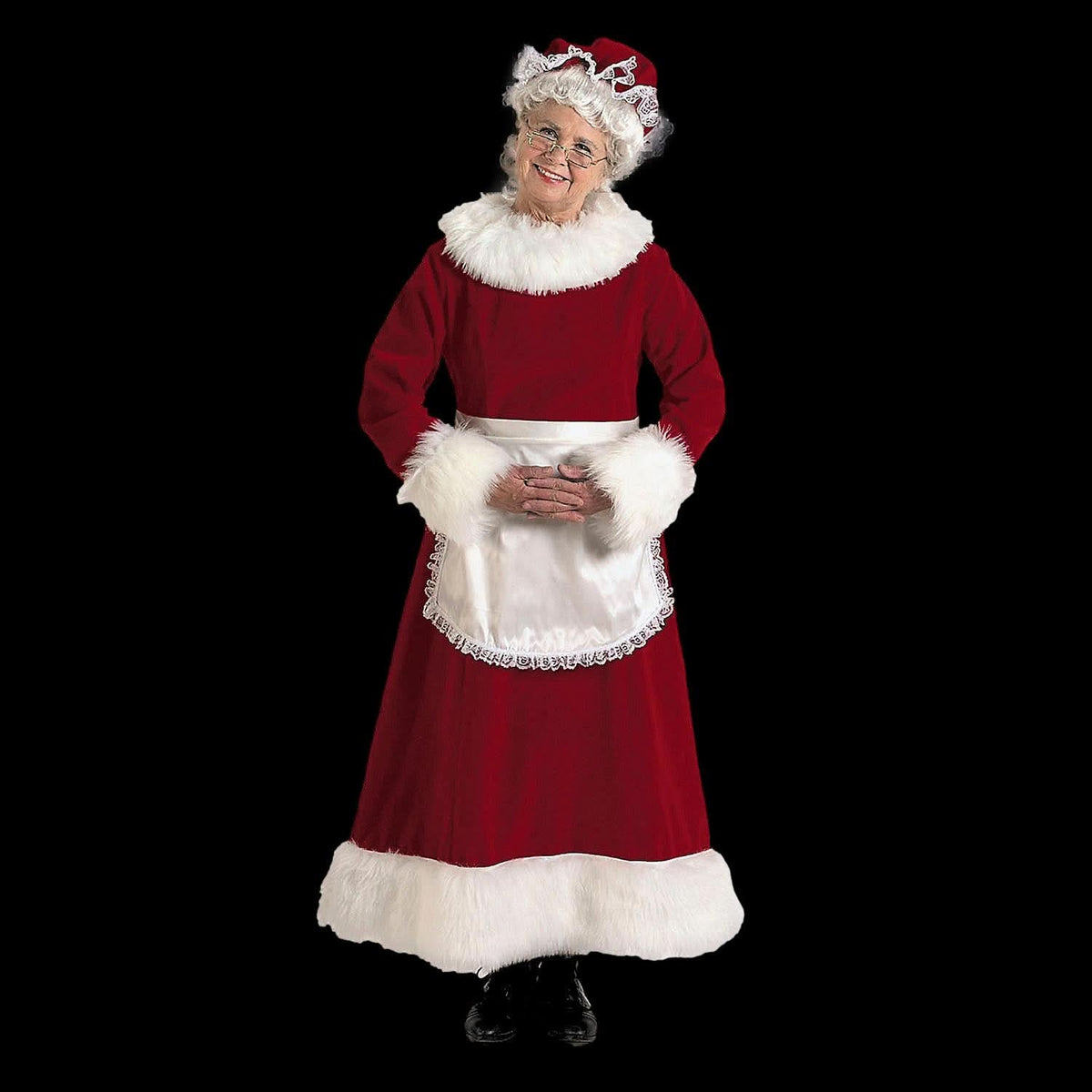  Women’s Burgundy Velvet Mrs. Claus Dress Costume