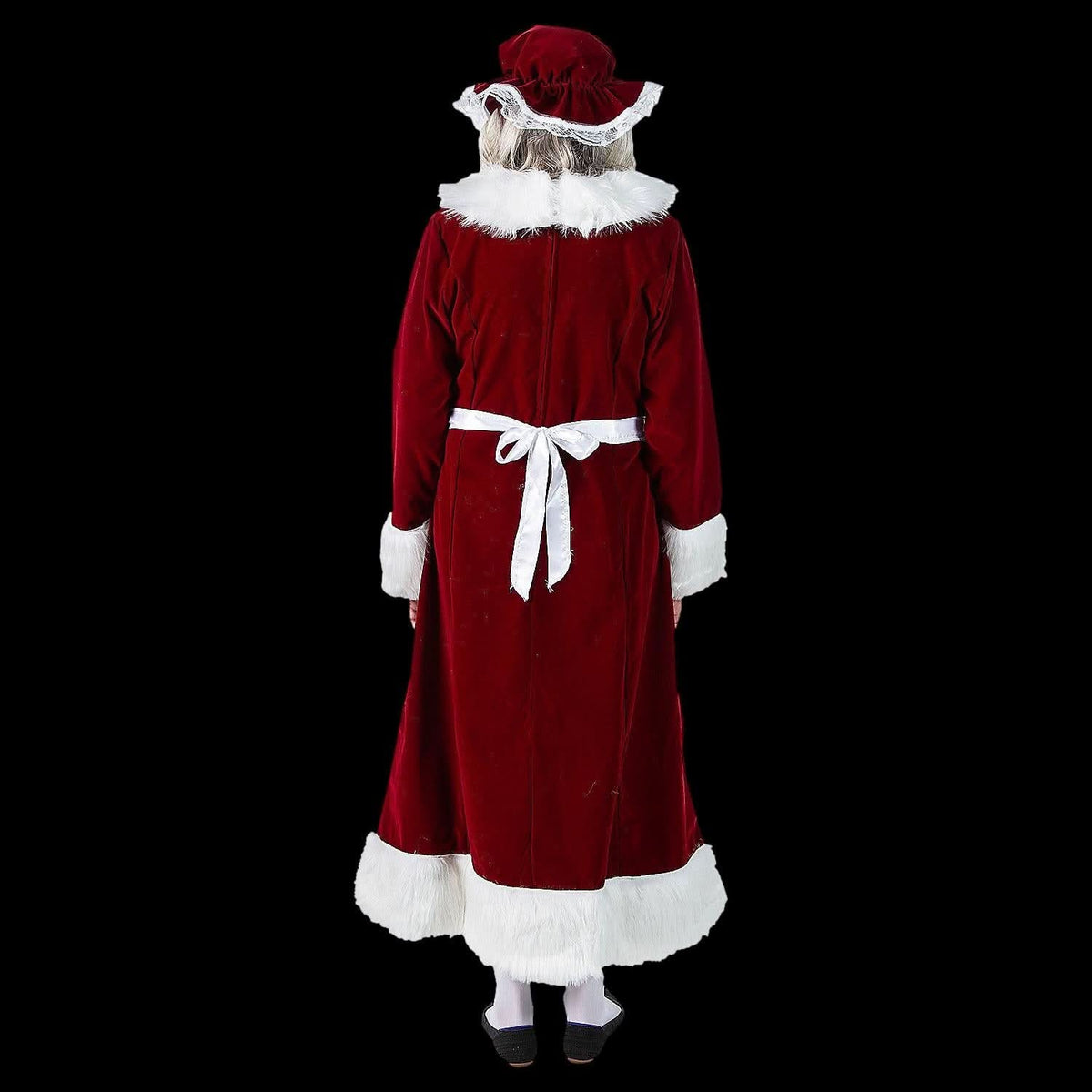  Women’s Burgundy Velvet Mrs. Claus Dress Costume