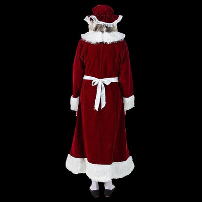  Women’s Burgundy Velvet Mrs. Claus Dress Costume