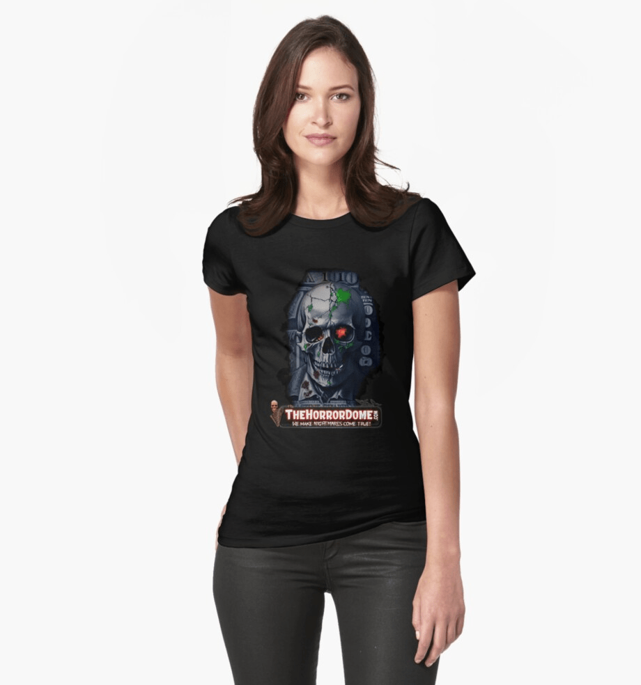  Women's HorrorDome Zombie Skull Fitted T-Shirt