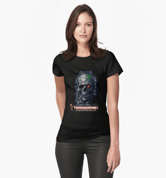  Women's HorrorDome Zombie Skull Fitted T-Shirt